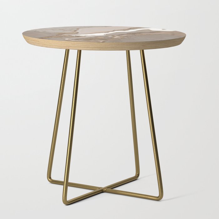 Taupe marble and gold abstract Side Table Gallery Image 1