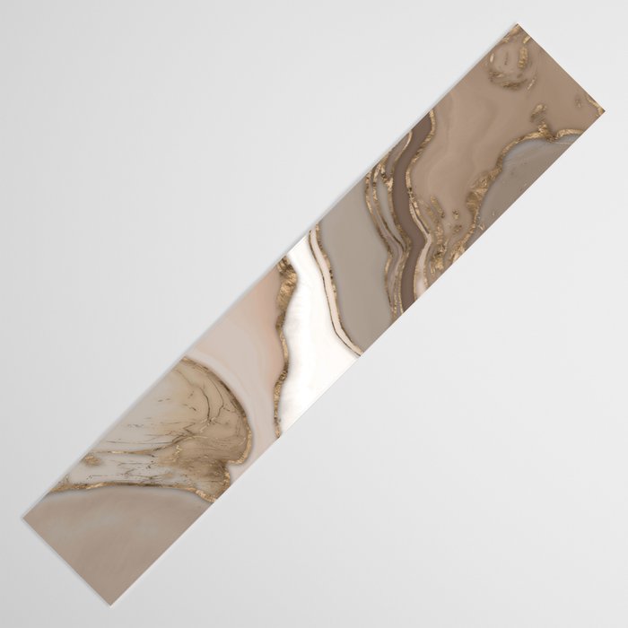 Taupe marble and gold abstract Table Runner Gallery Image 3