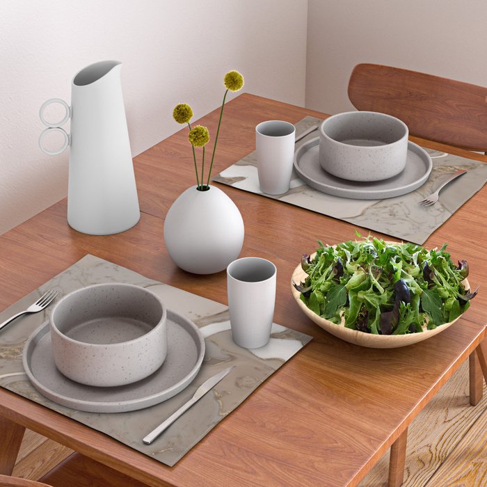 Taupe marble and gold abstract Placemat Gallery Image 2