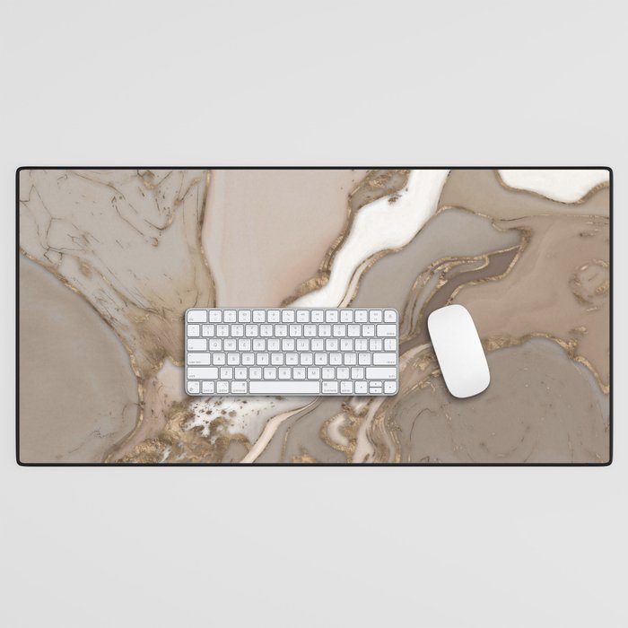 Taupe marble and gold abstract Desk Mat Gallery Image 1