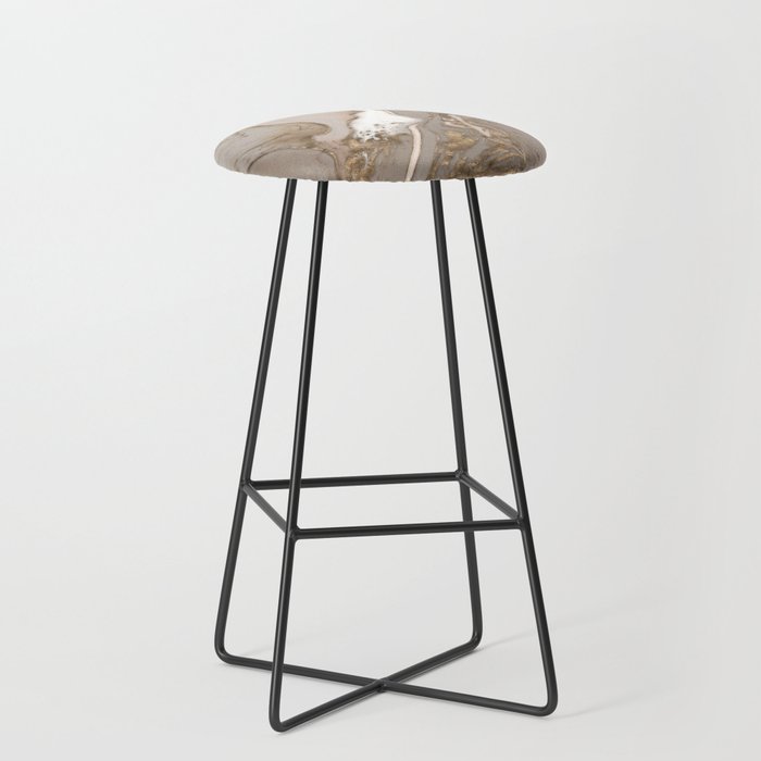 Taupe marble and gold abstract Stool Gallery Image 1