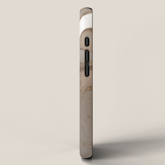 Taupe marble and gold abstract iPhone Case Gallery Image 2