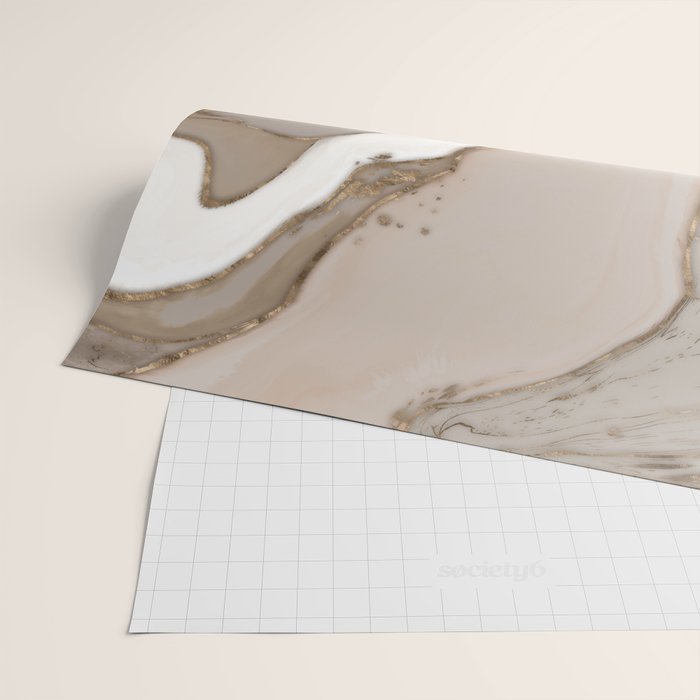 Taupe marble and gold abstract Wrapping Paper Gallery Image 2