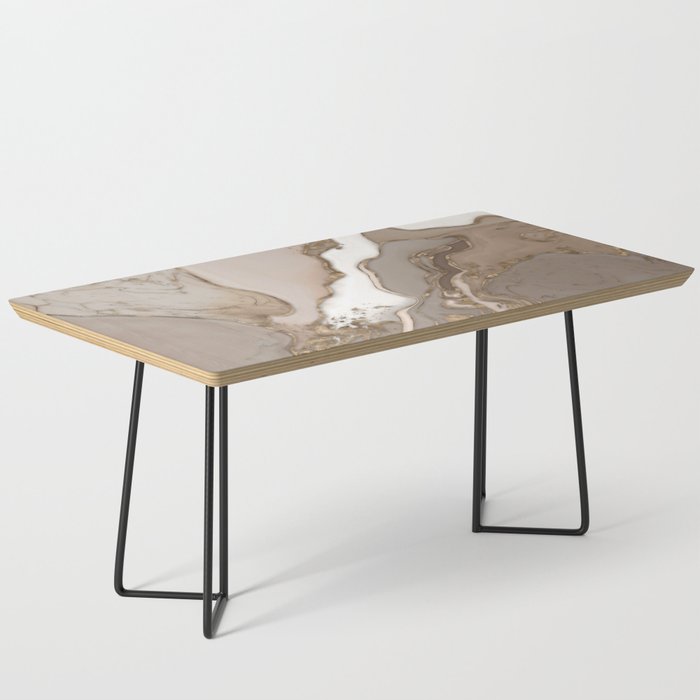 Taupe marble and gold abstract Coffee Table Gallery Image 1