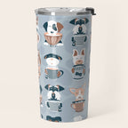 Doggie Coffee and Tea Time I // blue grey Travel Mug Gallery Image 2