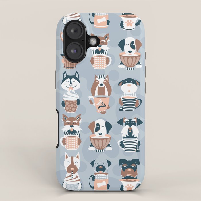 Doggie Coffee and Tea Time I // blue grey iPhone Case Gallery Image 1