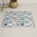 Doggie Coffee and Tea Time I // blue grey Rug Gallery Image 1
