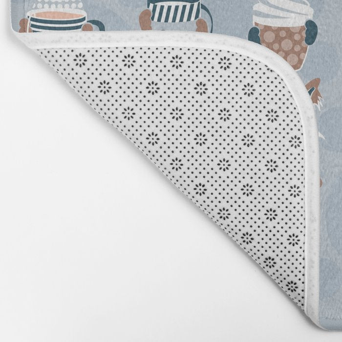 Doggie Coffee and Tea Time I // blue grey Bath Mat Gallery Image 2