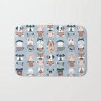 Doggie Coffee and Tea Time I // blue grey Bath Mat Gallery Image 1