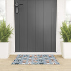 Doggie Coffee and Tea Time I // blue grey Welcome Mat Gallery Image 3