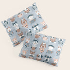 Doggie Coffee and Tea Time I // blue grey Pillow Sham Gallery Image 3