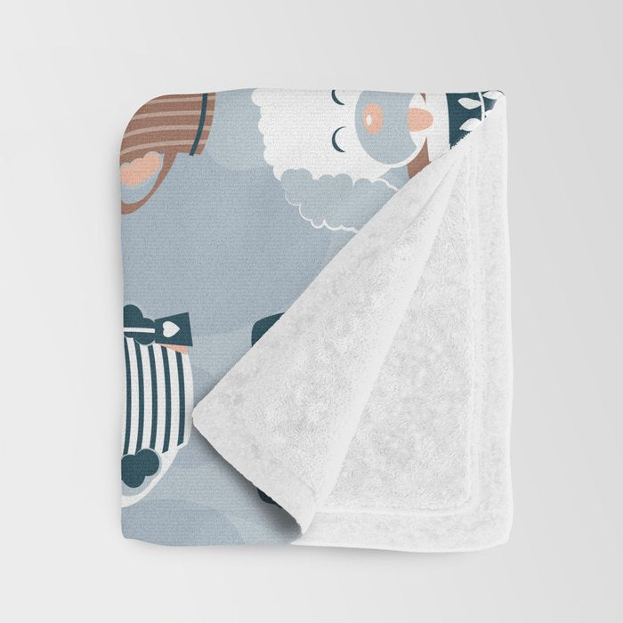 Doggie Coffee and Tea Time I // blue grey Throw Blanket Gallery Image 3