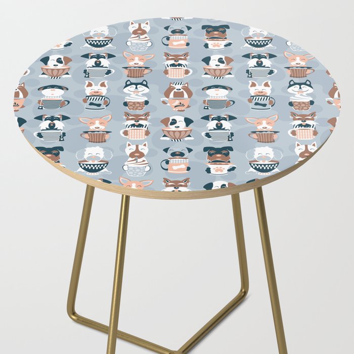 Doggie Coffee and Tea Time I // blue grey Side Table Gallery Image 2