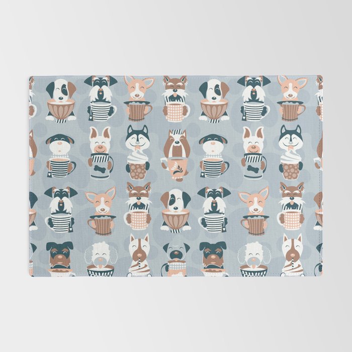 Doggie Coffee and Tea Time I // blue grey Rug Gallery Image 2
