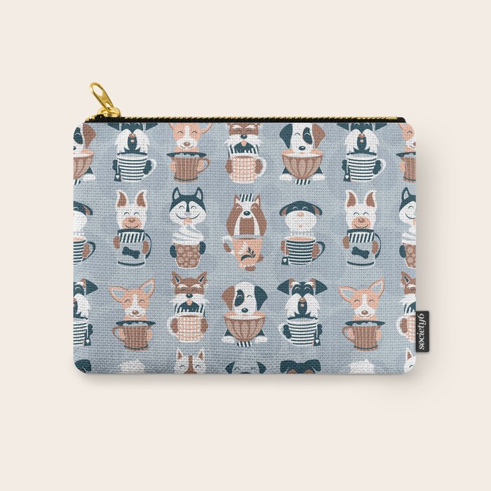 Doggie Coffee and Tea Time I // blue grey Carry All Pouch Gallery Image 1