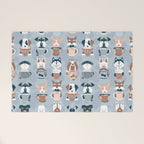 Doggie Coffee and Tea Time I // blue grey Welcome Mat Gallery Image 1