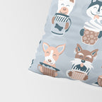 Doggie Coffee and Tea Time I // blue grey Pillow Sham Gallery Image 4