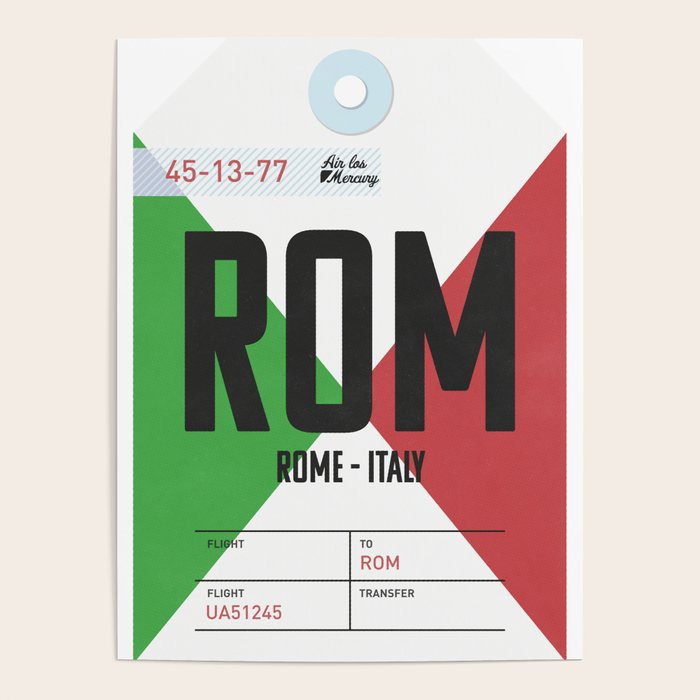 Rome Luggage Tag Poster Gallery Image 1