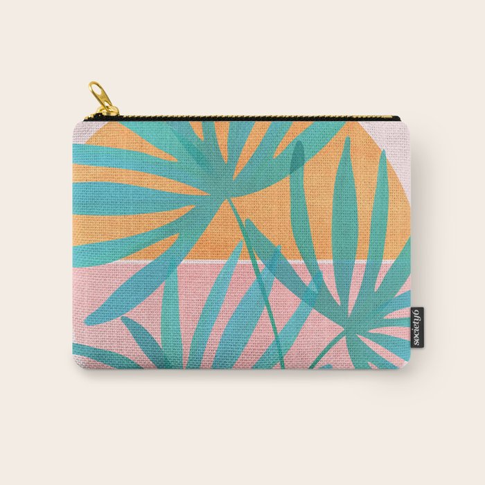 Teal and Pink Retro Sunset Palms Carry All Pouch Gallery Image 1