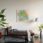 Teal and Pink Retro Sunset Palms Wood Wall Art Gallery Image 2