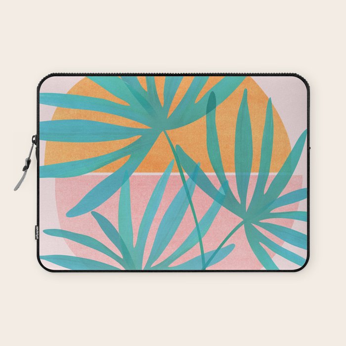 Teal and Pink Retro Sunset Palms Laptop Sleeve Gallery Image 1