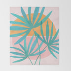 Teal and Pink Retro Sunset Palms Throw Blanket Gallery Image 2