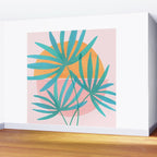 Teal and Pink Retro Sunset Palms Wall Mural Gallery Image 2