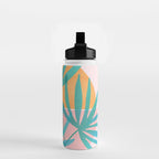Teal and Pink Retro Sunset Palms Water Bottle Gallery Image 2