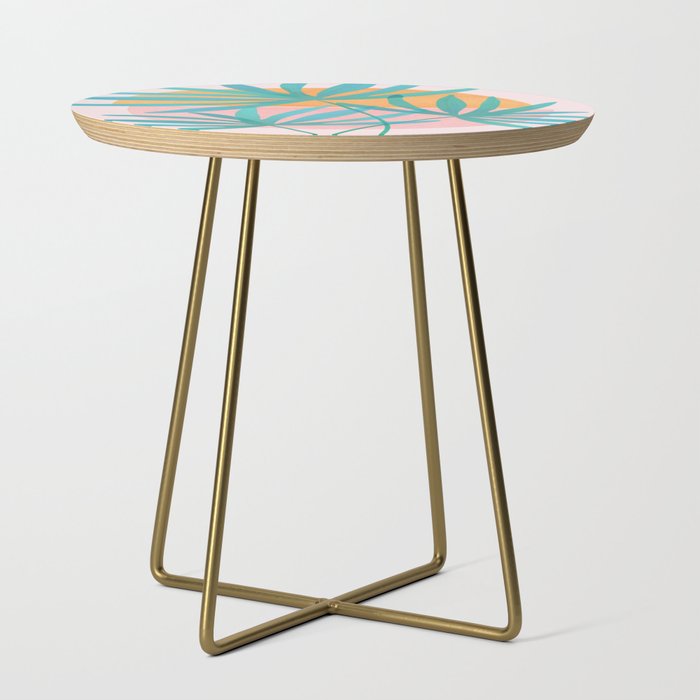 Teal and Pink Retro Sunset Palms Side Table Gallery Image 1