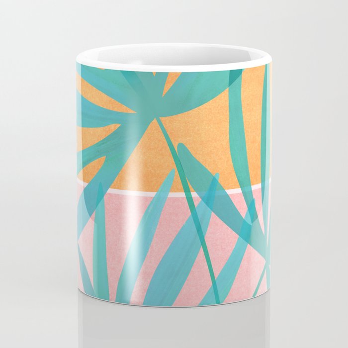 Teal and Pink Retro Sunset Palms Coffee Mug Gallery Image 4