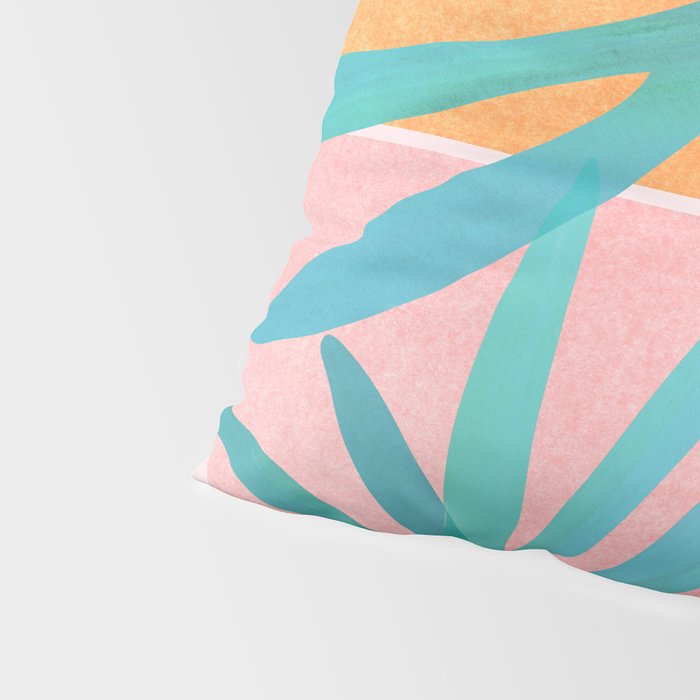 Teal and Pink Retro Sunset Palms Pillow Sham Gallery Image 4