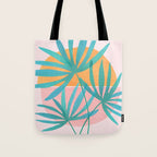 Teal and Pink Retro Sunset Palms Tote Bag Gallery Image 1