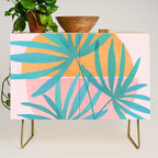 Teal and Pink Retro Sunset Palms Credenza Gallery Image 1