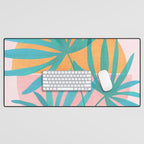 Teal and Pink Retro Sunset Palms Desk Mat Gallery Image 1