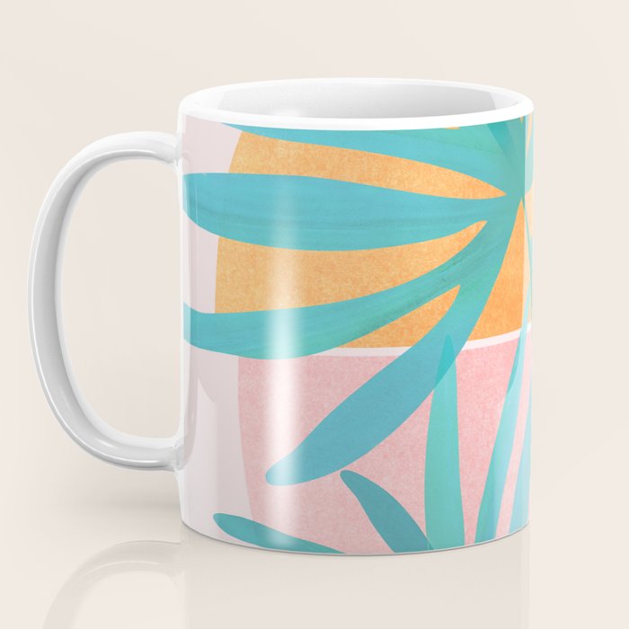 Teal and Pink Retro Sunset Palms Coffee Mug Gallery Image 3