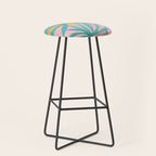 Teal and Pink Retro Sunset Palms Stool Gallery Image 1