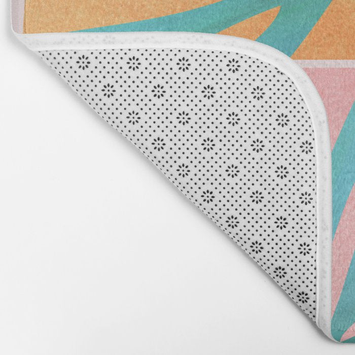 Teal and Pink Retro Sunset Palms Bath Mat Gallery Image 2