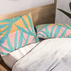 Teal and Pink Retro Sunset Palms Pillow Sham Gallery Image 2