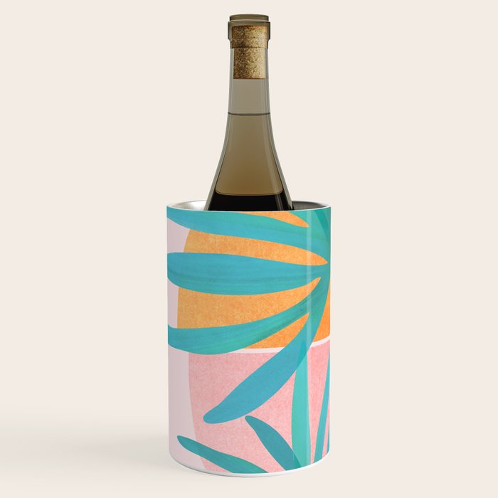 Teal and Pink Retro Sunset Palms Wine Chiller Gallery Image 2