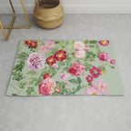 Pink Bloom Botanical Collage Rug Gallery Image 1