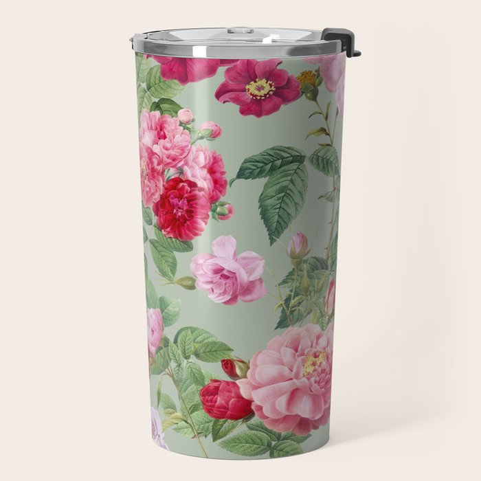 Pink Bloom Botanical Collage Travel Mug Gallery Image 2