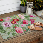 Pink Bloom Botanical Collage Outdoor Rug Gallery Image 2