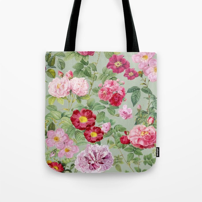 Pink Bloom Botanical Collage Tote Bag Gallery Image 1