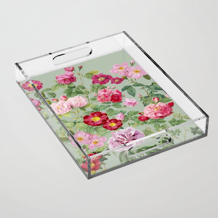 Pink Bloom Botanical Collage Acrylic Tray Gallery Image 1