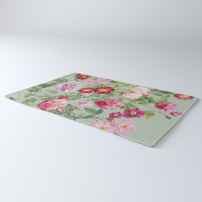 Pink Bloom Botanical Collage Rug Gallery Image 3