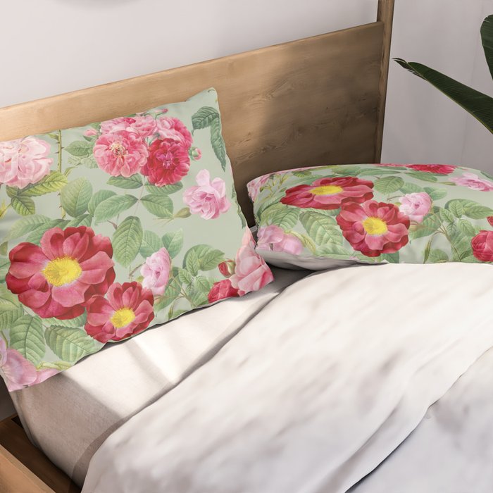 Pink Bloom Botanical Collage Pillow Sham Gallery Image 2