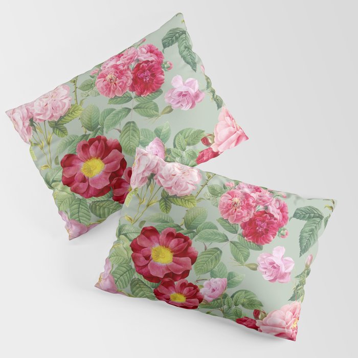 Pink Bloom Botanical Collage Pillow Sham Gallery Image 1