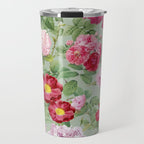 Pink Bloom Botanical Collage Travel Mug Gallery Image 1