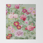 Pink Bloom Botanical Collage Throw Blanket Gallery Image 2