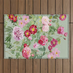 Pink Bloom Botanical Collage Outdoor Rug Gallery Image 1